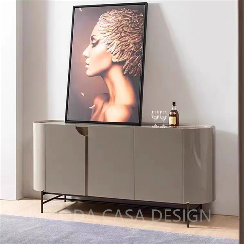 Modern Luxury Grey Sideboard Buffet Cabinet Stylish Grey painting Storage Solution for Dining Console Table Serving Dining Cabinet