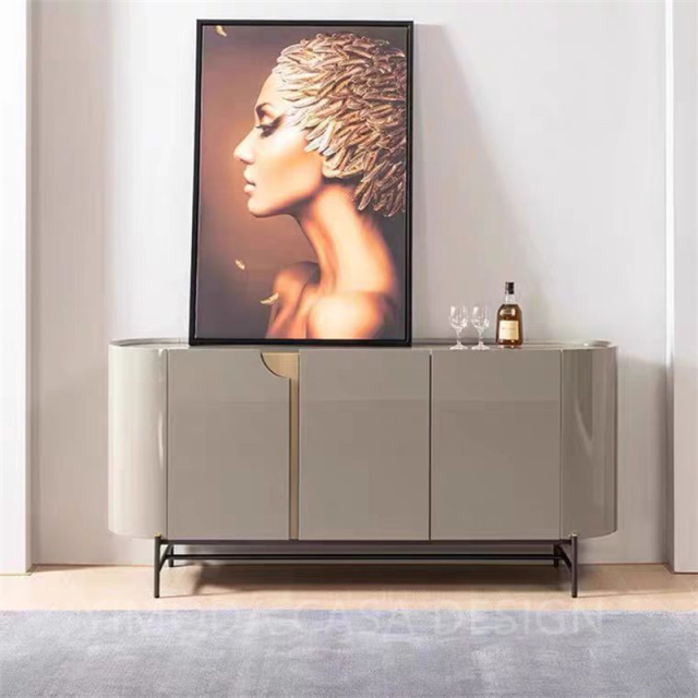 Modern Luxury Grey Sideboard Buffet Cabinet Stylish Grey painting Storage Solution for Dining Console Table Serving Dining Cabinet