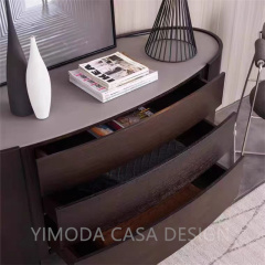 Luxury Modern Brown wooden Door Side Cabinet Wooden Marble Top Buffet Sideboard for Living Room Dining Room Storage Home Furniture