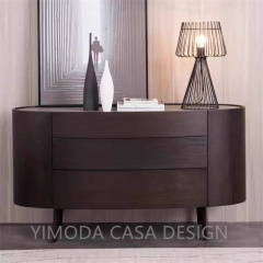 Luxury Modern Brown wooden Door Side Cabinet Wooden Marble Top Buffet Sideboard for Living Room Dining Room Storage Home Furniture