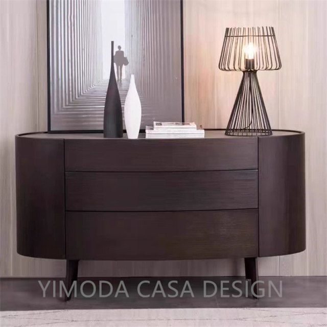 Luxury Modern Brown wooden Door Side Cabinet Wooden Marble Top Buffet Sideboard for Living Room Dining Room Storage Home Furniture