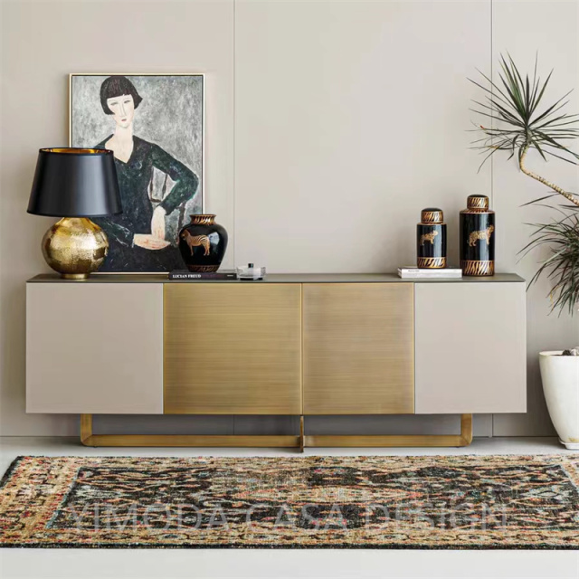 Modern Luxury beige golden Sideboard Cabinet for Dining Room Home Furniture Luxury Design Sideboard Buffet Cabinet