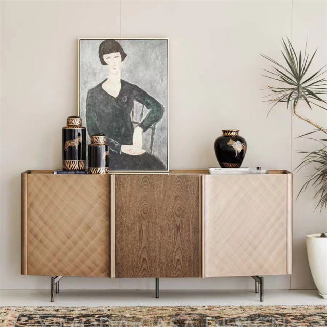 Modern Luxury art Beige Brown Sideboard Cabinet Luxury Buffet Cabinets Dining Room Furniture Storage Cabinet Sideboards