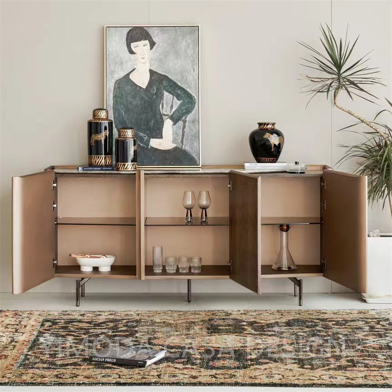 Modern Luxury art Beige Brown Sideboard Cabinet Luxury Buffet Cabinets Dining Room Furniture Storage Cabinet Sideboards