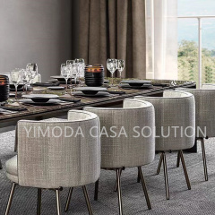 Luxury Dining Room Furniture Sets Modern Italian Stainless Steel Gold Dining Table with 8 Chairs Leaf Shape Table for Villa