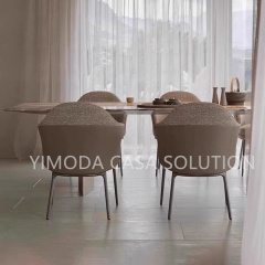 Latest Design Home Furniture Modern Luxury Grey Marble Top Stainless Steel Champagne Gold Base Dining Table Set