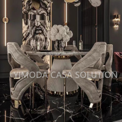 Italian Grey white marble top Luxury Marble Round Dining Table Artistic Round Designer Table for Modern Homes
