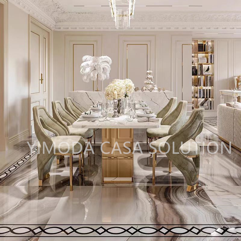 Italian Grey white marble top Luxury Marble Round Dining Table Artistic Round Designer Table for Modern Homes