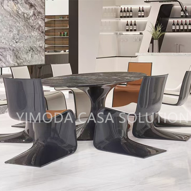 Luxury Modern Italian art luxury oval shaped designer Dining Table Set Metal Kitchen Dining Room Furniture for Home Use