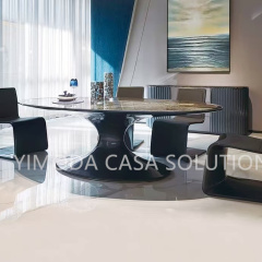 Luxury Modern Italian art luxury oval shaped designer Dining Table Set Metal Kitchen Dining Room Furniture for Home Use