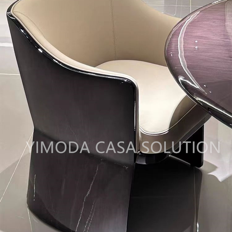 Luxurious Modern  Round Dining Table Set with Four Chairs and Coffee Table Hotel Villa Style Space-Saving Design