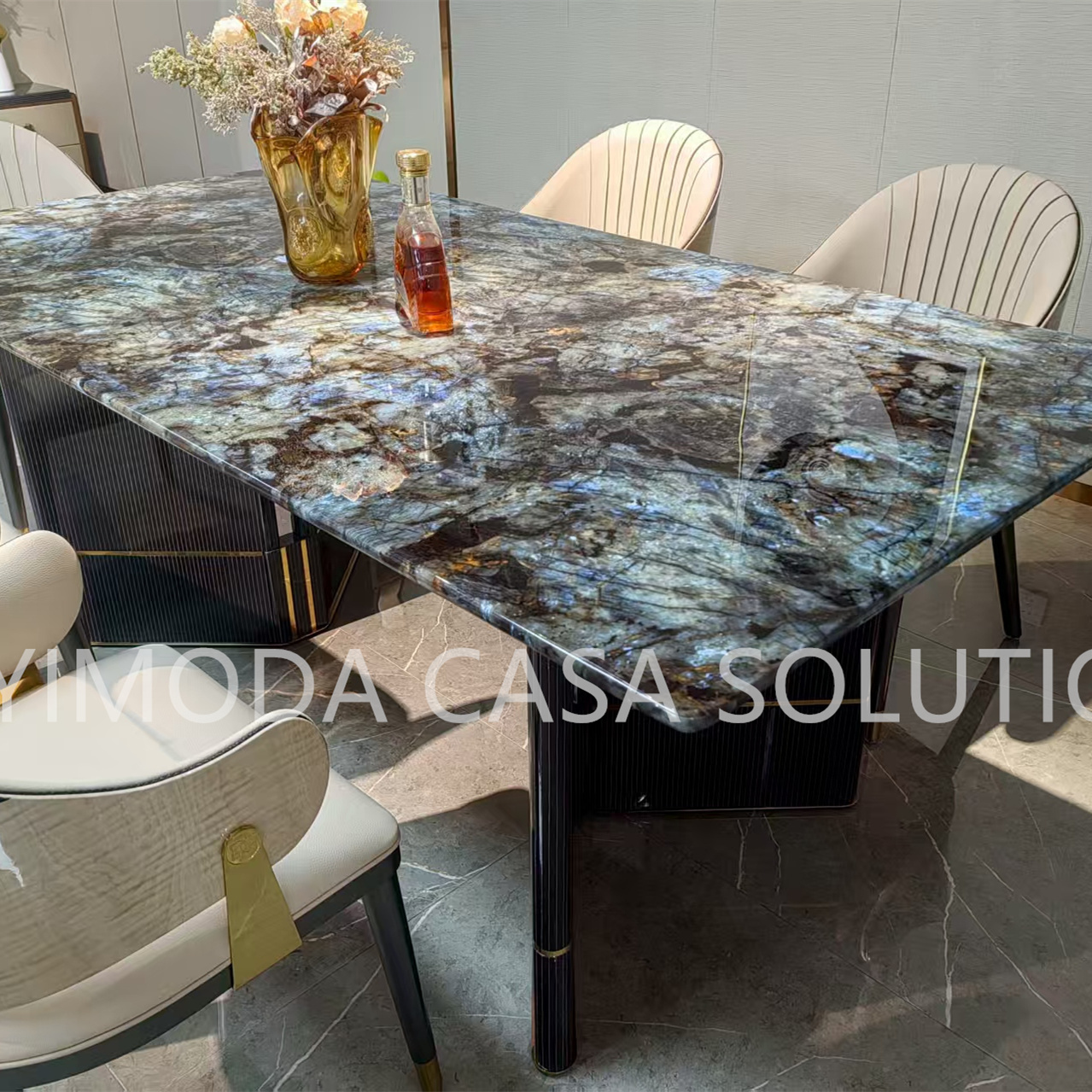 Italian Dining Set Blue Sky Marble Table Dining Table Top 1 Stop Solution Dining Room Furniture For Luxury Villa Interior Designers