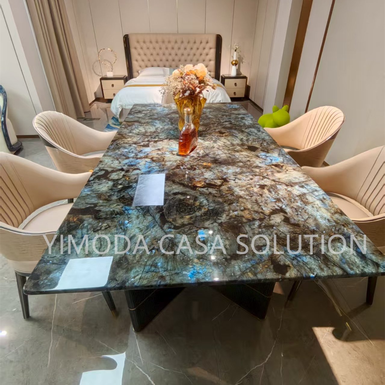 Italian Dining Set Blue Sky Marble Table Dining Table Top 1 Stop Solution Dining Room Furniture For Luxury Villa Interior Designers