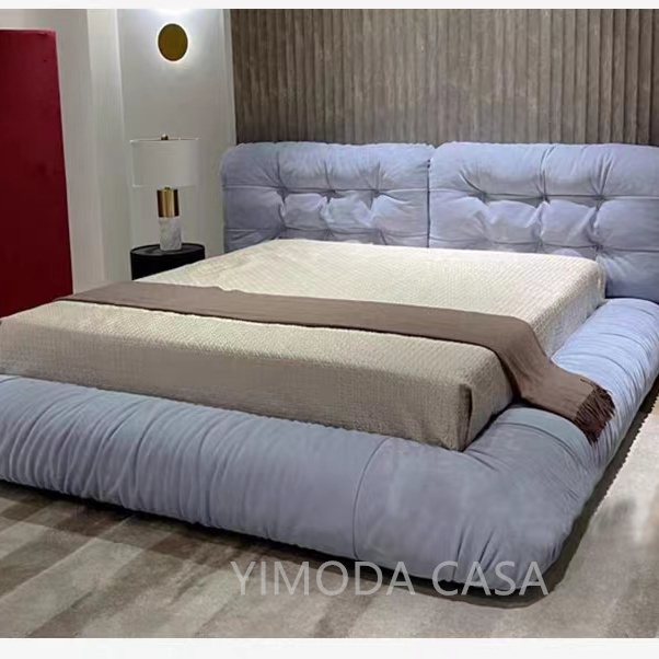 Modern Classic Luxury Upholstered Blue chesterfield Bed King Size Soft Bed Frame Bedroom Furniture