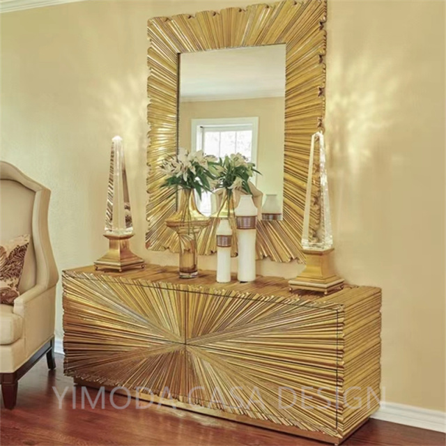 Luxury Italian Modern Kitchen Sideboard Living Room Buffet Cabinet Mirror Silver Golden Wine Console Kitchen Buffet Cabinet