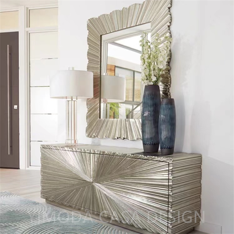 Luxury Italian Modern Kitchen Sideboard Living Room Buffet Cabinet Mirror Silver Golden Wine Console Kitchen Buffet Cabinet