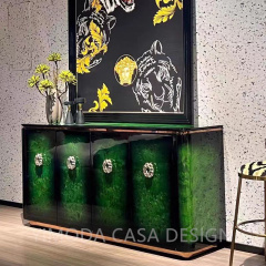 Classic Modern Style Living  Green glossy Wine Cabinet Metal Home Use Furniture Green art buffet dining cabinet Side Cabinet