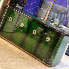 Classic Modern Style Living  Green glossy Wine Cabinet Metal Home Use Furniture Green art buffet dining cabinet Side Cabinet