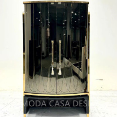 Modern Art Tempered Glass Door Storage for Sofa/TV/Living Room Classical Tempered Glass Black Buffet Cabinet Display Cabinet Home