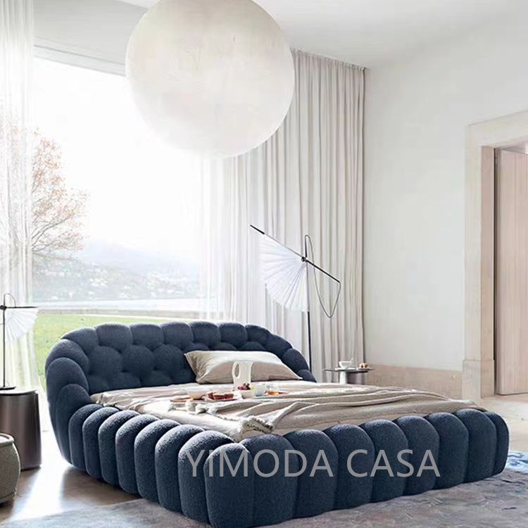 Interior Designer Luxury Modern Villa Bedroom Furniture Elegant Design Customizable White Velvet Princess Bed