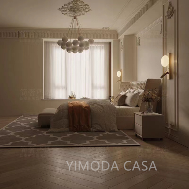Villa Modern New Style Wide Beige chesterfiled Headboard Bed Design Bed Room Furniture Bedroom Set Luxury Upholstered in Fabric Hotel Customization