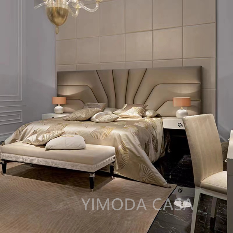 High-End Minimalist Master Bedroom Home Furniture Luxury Modern Brown Soft Upholstered King Size Bed Luxury Bed Frame