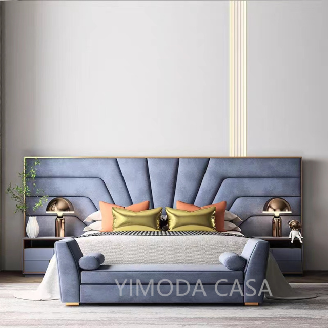 High-End Minimalist Master Bedroom Home Furniture Luxury Modern Brown Soft Upholstered King Size Bed Luxury Bed Frame