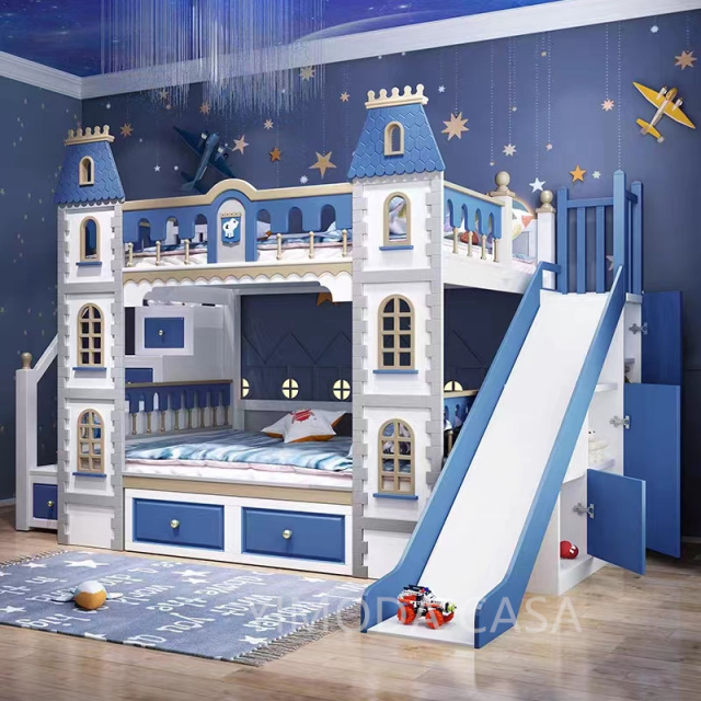 Custom Made AAA Castle bunk bed Frame Luxury double Bed Children bunk bed Bedroom Luxury Furniture Luxury kid castle bunk Bed