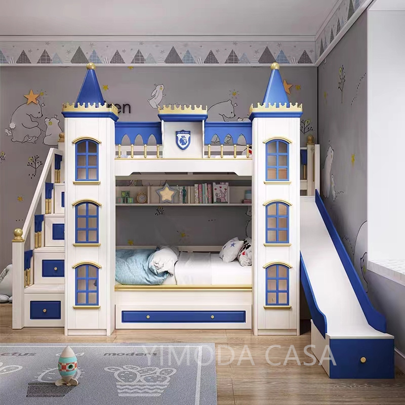 Custom Made AAA Castle bunk bed Frame Luxury double Bed Children bunk bed Bedroom Luxury Furniture Luxury kid castle bunk Bed