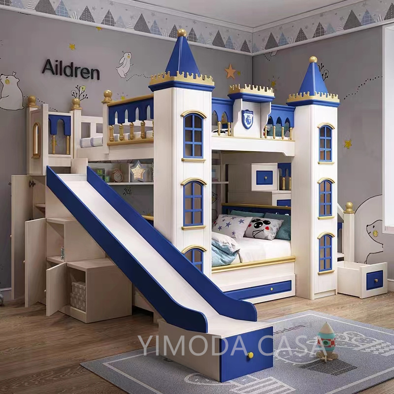 Custom Made AAA Castle bunk bed Frame Luxury double Bed Children bunk bed Bedroom Luxury Furniture Luxury kid castle bunk Bed