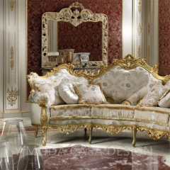 European Antique Wood Carved Living Room Furniture Royal Sectional Sofa Fabric 123 Seater Classic Luxury Sofa Set