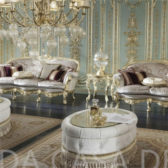 Luxury Carved Wood Design Royal Antique European Style Italian Sofa Set Furniture embroidery Fabric Home Living Room Furniture Sofa