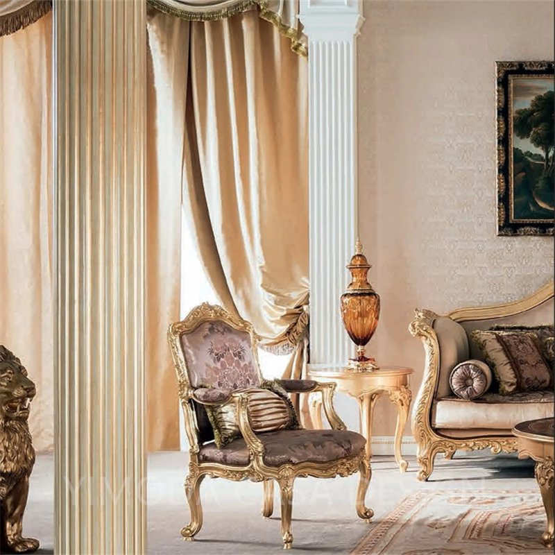 Luxury High-End Three-Person Antique Carved Solid Wood Sofa Custom French-Style Living Room Furniture