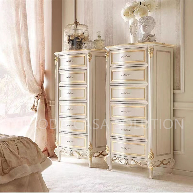 French Upholstery Solid Wooden Bed With Antique Gold Finish Handmade Carving Style Bed-French Style Antique Luxury Bedroom Set