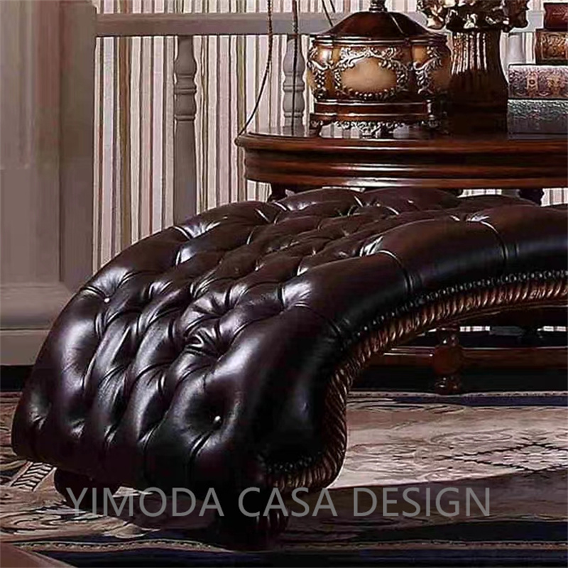 Antique Design Classic Hand-Carved Wooden Sofa Brown chesterfield chaise lounge sofa for Hotel Use Wholesale