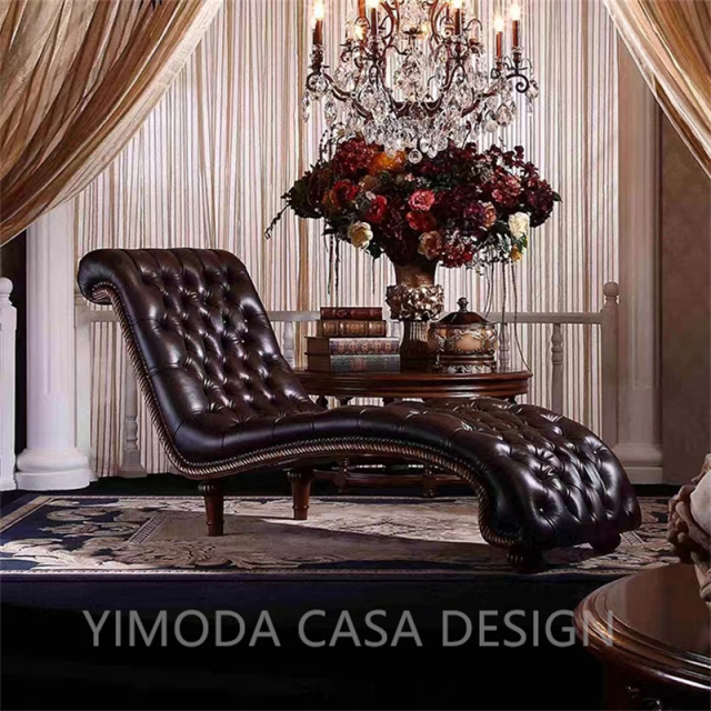 Antique Design Classic Hand-Carved Wooden Sofa Brown chesterfield chaise lounge sofa for Hotel Use Wholesale