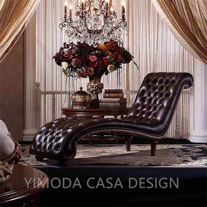 Antique Design Classic Hand-Carved Wooden Sofa Brown chesterfield chaise lounge sofa for Hotel Use Wholesale
