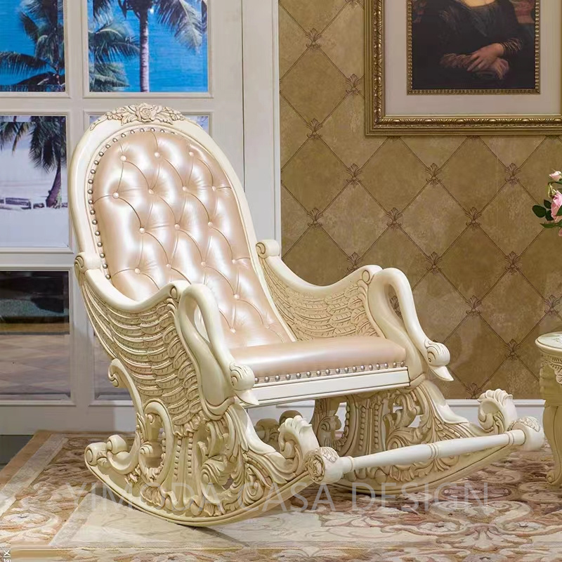 Classic European style Antique Sofa Furniture Luxury Living Room Vintage Carved Rocking leisure arm chesterfield chair