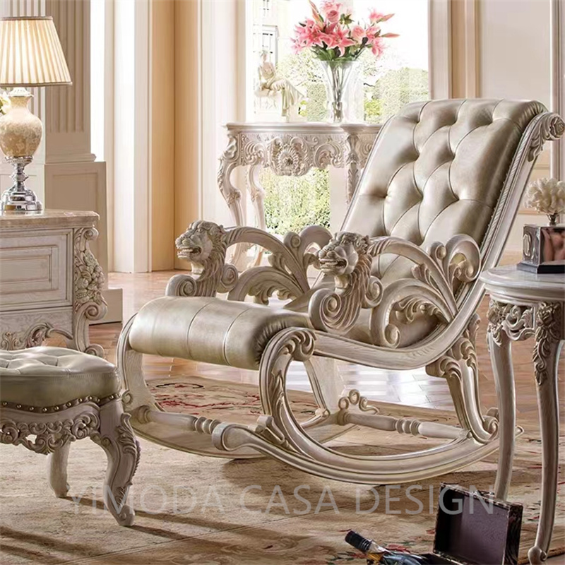 Classic European style Antique Sofa Furniture Luxury Living Room Vintage Carved Rocking leisure arm chesterfield chair