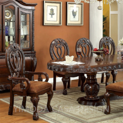 Luxury Antique Classic American Design Solid Wood Hand Carving Brown wooden Dining Room Furniture Set