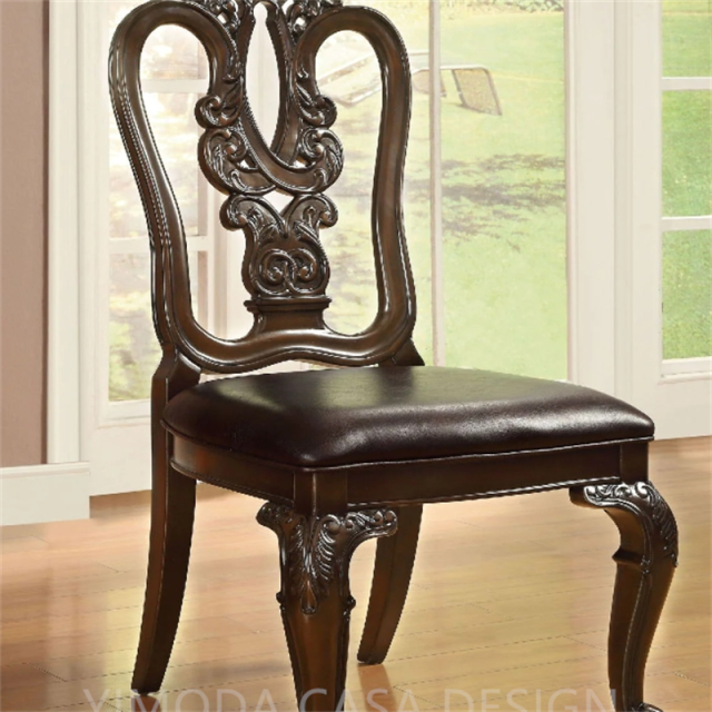 Luxury Classic American Style Antique Wood Dining Table Hand Carved Brown Wooden Dining Room Furniture