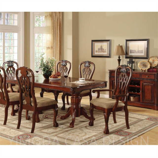 Luxury Classic American Style Antique Wood Dining Table Hand Carved Brown Wooden Dining Room Furniture