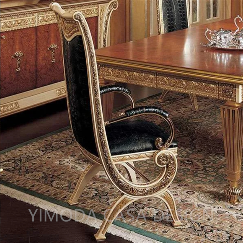 Antique-Style Luxury Golden Red Carving Solid Wood Dining Cabinet European Series Hand-Painted storage dining cabinet sideboard