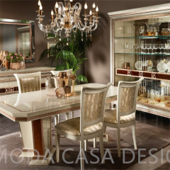 Royal Family Dining Room Furniture Set Luxury Antique Gold Solid Wood Carved Wine Cabinet With Glass Doors