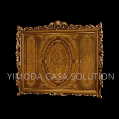 American Classical Carved French Rose Series Handpainted Rose Pattern Bedroom Set Furniture Classical 4-Door Wardrobe