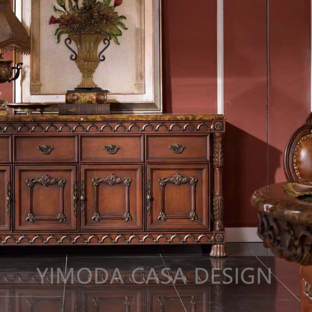 American Rustic Living Room Storage Cabinet Corner Wooden Brown Carved Sideboard Cabinet Sideboard Cabinet Buffet Retro for Dining Room