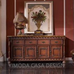 American Rustic Living Room Storage Cabinet Corner Wooden Brown Carved Sideboard Cabinet Sideboard Cabinet Buffet Retro for Dining Room