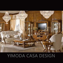 European white chesterfield fabric Antique Sofa Neoclassical Solid Wood Carved Living Room Luxury Classic white chesterfield Sofa Villa Luxury Furniture
