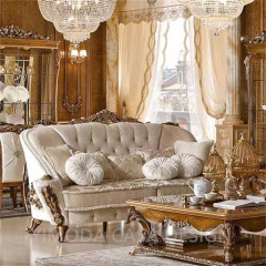 European white chesterfield fabric Antique Sofa Neoclassical Solid Wood Carved Living Room Luxury Classic white chesterfield Sofa Villa Luxury Furniture