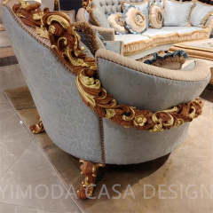 French Antique Living Room Furniture European Style Sectional blue chesterfield Sofas Luxury Solid Hand Carved blue chesterfield sofa set